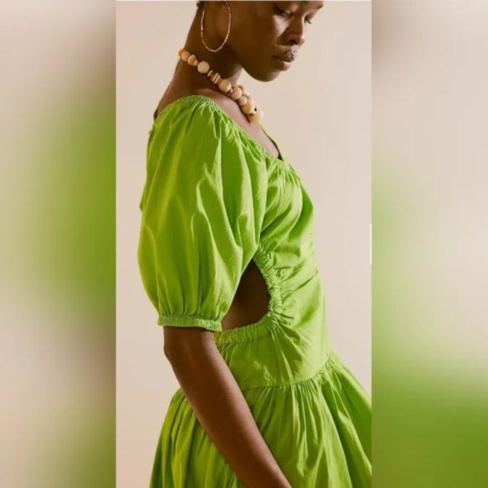 Free People Lime Green Midi Dress with Cutout